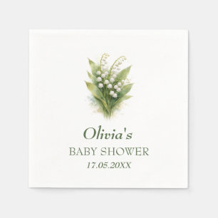 Serviette En Papier Muguet Fête Prénatale Fleur Blanche Bébé Fille