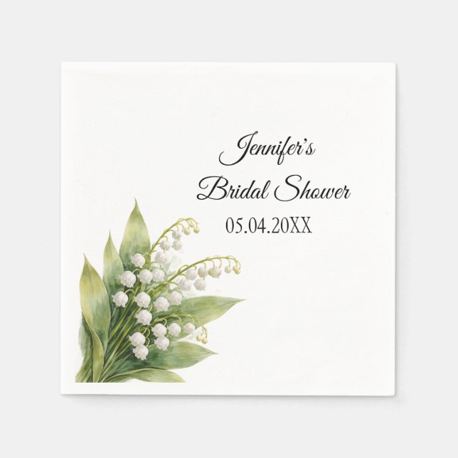 Serviette En Papier Muguet Fleurs Blanches de Mariage (Devant)