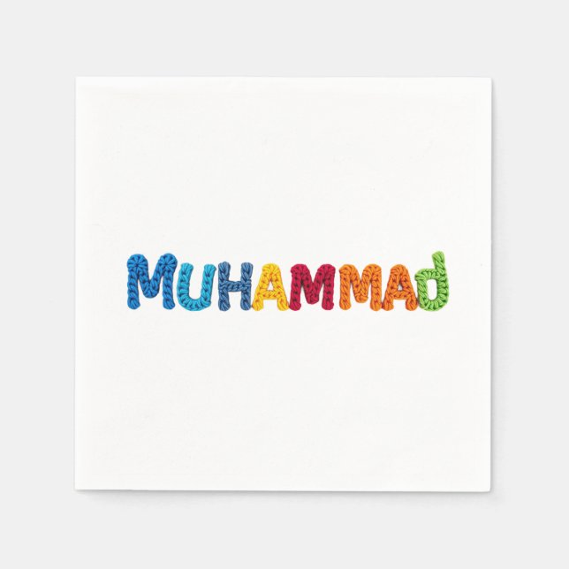 Serviette En Papier MUHAMMAD Nom dans le Motif Crochet animé (Devant)