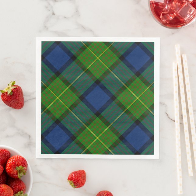 Serviette En Papier Muir Moore écossais vert bleu plaid (En situation)