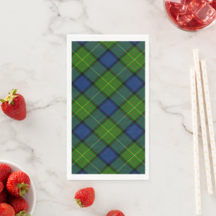 Serviette En Papier Muir Moore tartan vert bleu carreaux