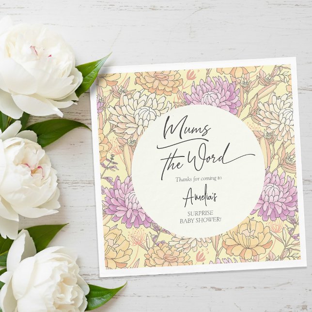 Serviette En Papier Mums the Word Floral Baby Shower (Mums the Word Floral Baby Shower Napkins)