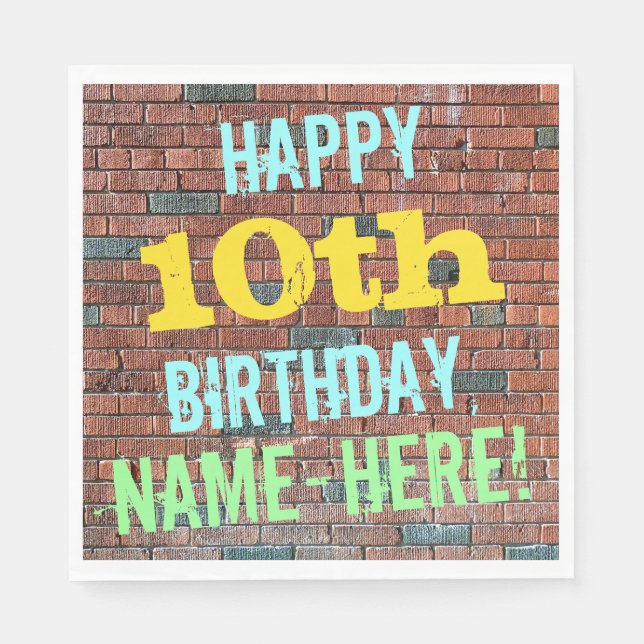 Serviette En Papier Mur de briques Graffiti Inspiration pour 10e anniv (Devant)