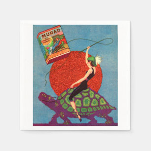 Serviette En Papier Murad cigarettes dame équitation tortue géante