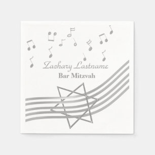 Serviette En Papier Music Bar Mitzvah Silver