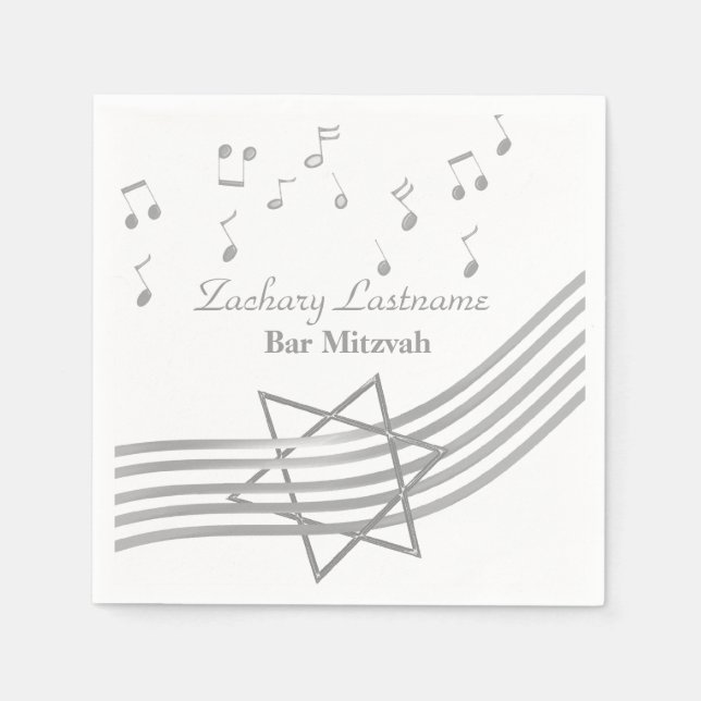 Serviette En Papier Music Bar Mitzvah Silver (Devant)