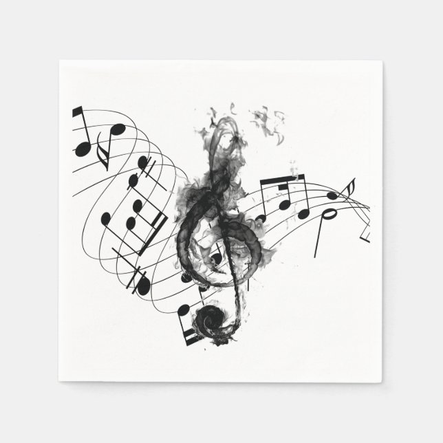 Serviette En Papier Music Note Luxe noir et blanc (Devant)