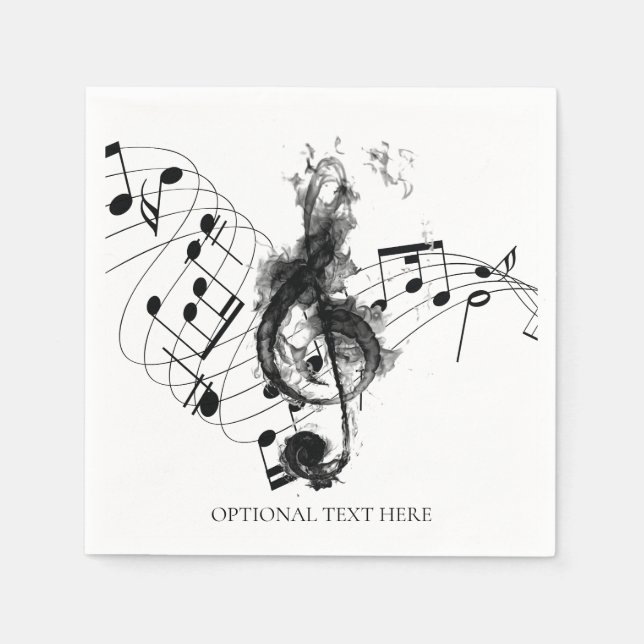 Serviette En Papier Music Note Luxe noir et blanc Personnalisé (Devant)