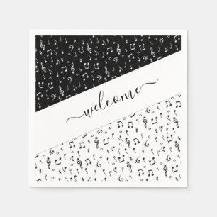 Serviette En Papier Musical personnalisé noir et blanc 