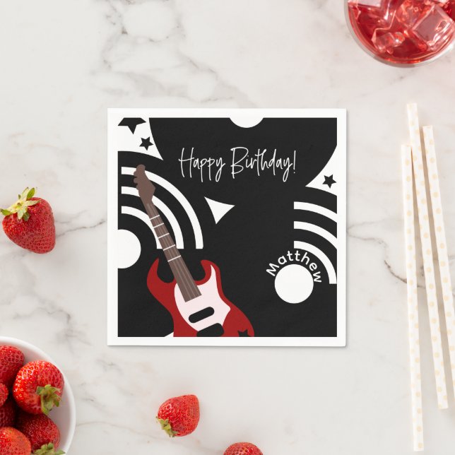 Serviette En Papier Musical Rock Star Electric Guitar Birthday (En situation)