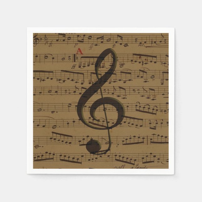 Serviette En Papier Musical Treble Clef Sheet Musique Classique (Devant)