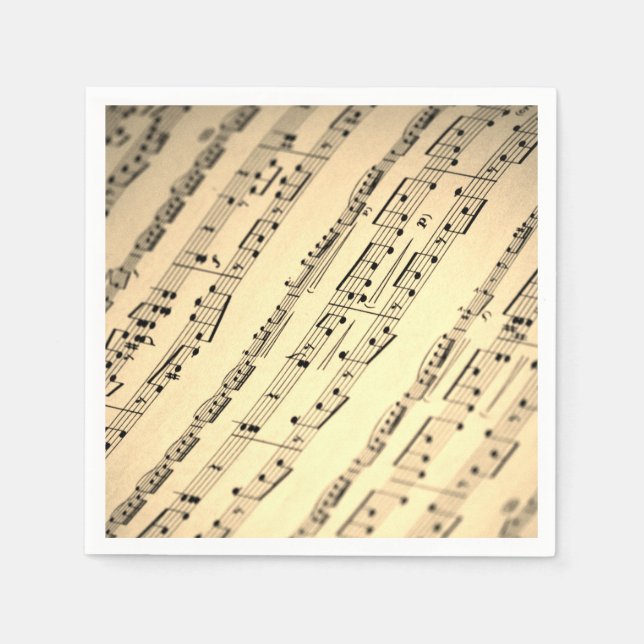 Serviette en papier musicale feuille d'or élégante (Devant)