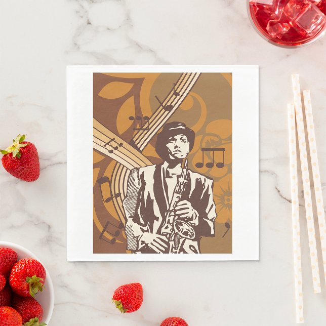 Serviette En Papier Musicien de jazz avec saxophone (Créateur téléchargé)
