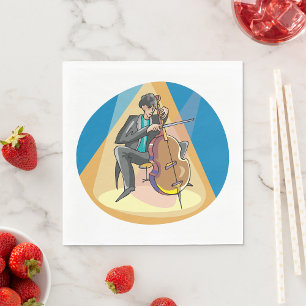 Serviette En Papier Musicien Jouant Le Chello