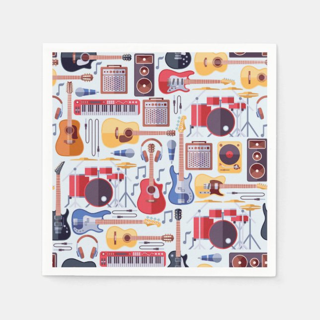 Serviette En Papier Musique Anniversaire Partie Instruments de musique (Devant)