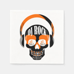 Serviette En Papier musique de club de mort de crâne de rock DJ