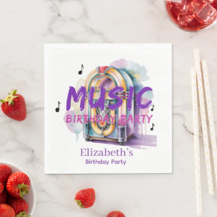 Serviette En Papier Musique de Jukebox Rétro pour Fête d'Anniversaire