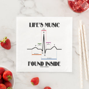 Serviette En Papier Musique de la vie trouvée à l'intérieur (ECG/EKG H