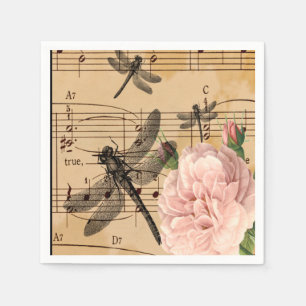 Serviette En Papier Musique Dragonfly Flower Napkins Party Decocupupag