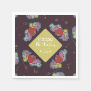 Serviette En Papier Musique Lover Doodles Thème Anniversaire Fête Jaun