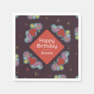 Serviette En Papier Musique Lover Doodles Thème Anniversaire Fête Roug