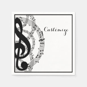 Serviette En Papier Musique noire et blanche 2 serviettes