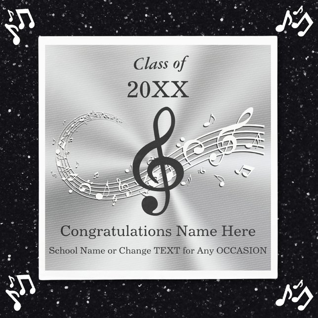 Serviette En Papier Musique personnalisée Partie de graduation à thème (Music Themed Graduation Napkins. Music Graduation Party Ideas. Music Graduation Napkins. Music Notes)
