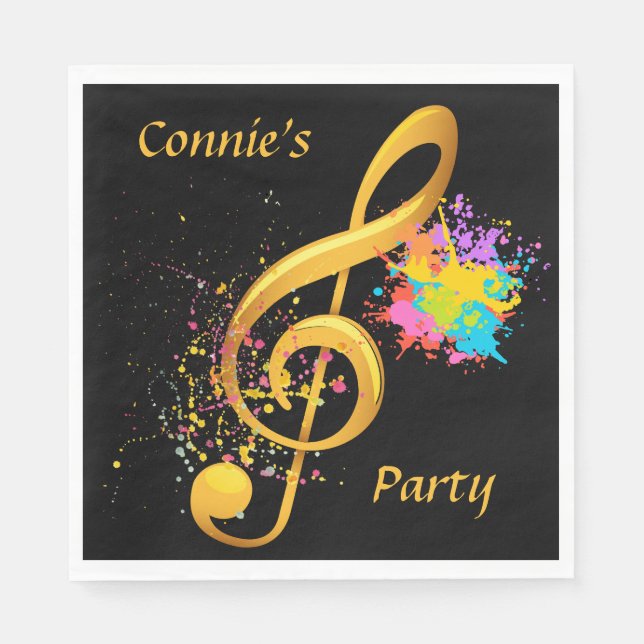 Serviette En Papier Musique Thème Treble Clef Party (Devant)