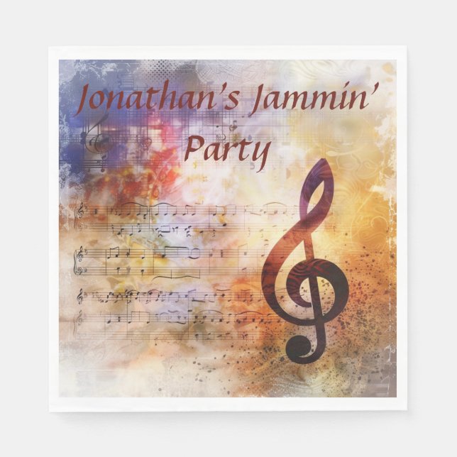 Serviette En Papier Musique Thème Tref Clef Jammin' Party (Devant)