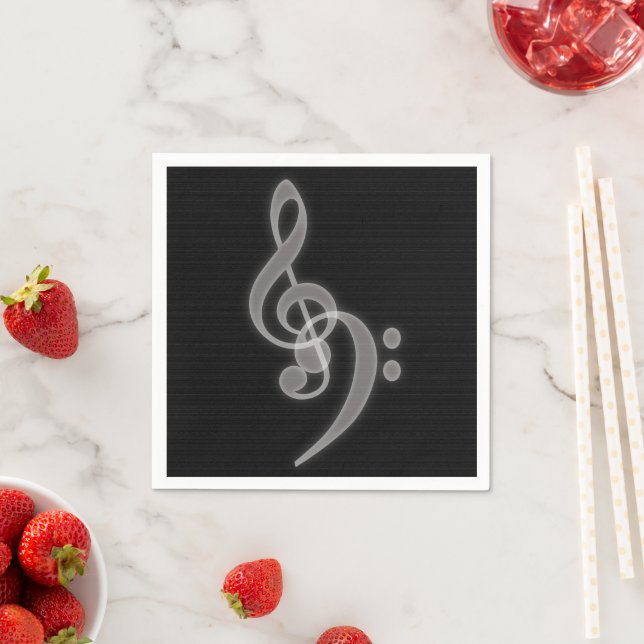 Serviette En Papier Musique - Treble et Bass Clef Party Napkins (En situation)
