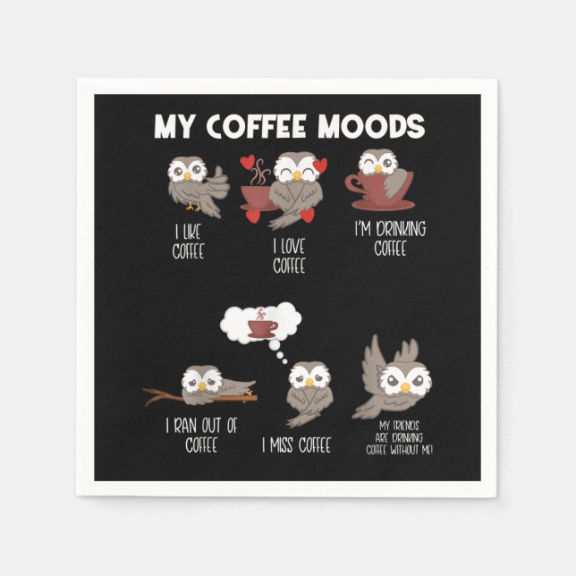 Serviette En Papier My Coffee Moods Owl Gift Owl Lots Coffee Cadeau (Devant)