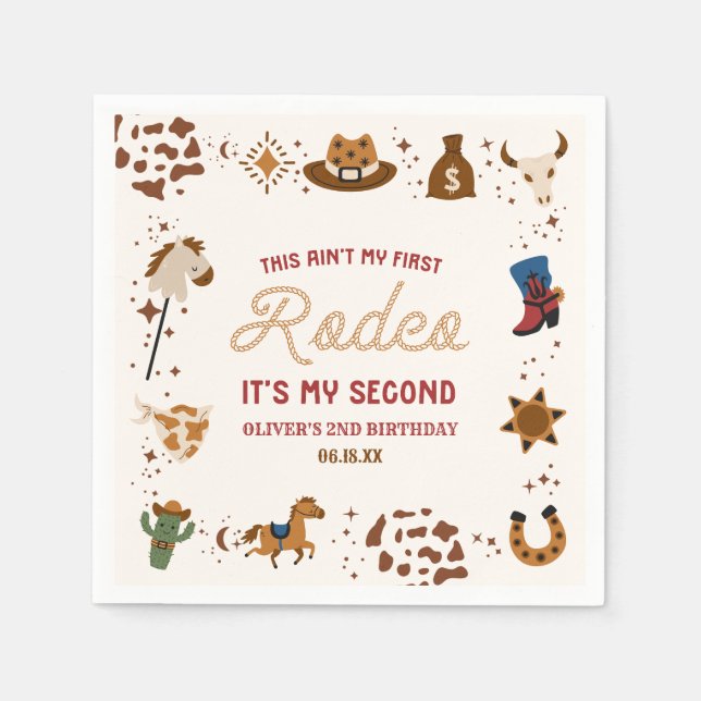 Serviette En Papier My Second Rodeo Western Cowboy 2e fête d'anniversa (Devant)