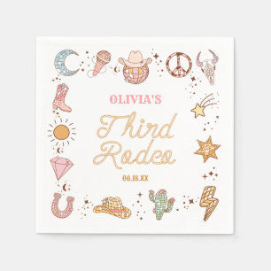 Serviette En Papier My Third Rodeo Disco Cowgirl 3e fête d'anniversair