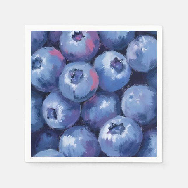 Serviette En Papier Myrtilles | Aquarelle de fruits peints (Devant)