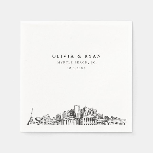 Serviette En Papier Myrtle Beach Mariage Papier Cocktail Napktail (Devant)