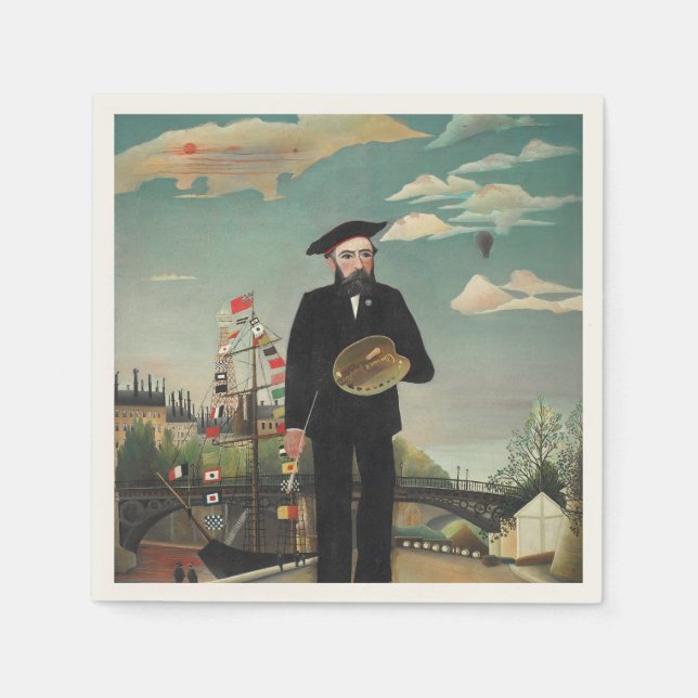 Serviette En Papier Myself: Portrait – Landscape, Henri Rousseau 1890 (Devant)
