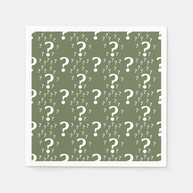 Serviette En Papier Mystère question marque énigme puzzle vert olive (Devant)