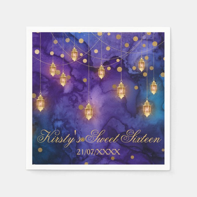 Serviette En Papier Mystic Marrakesh Nights Laterns & bokeh Sweet 16 (Devant)