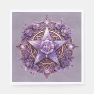 Serviette En Papier Mystic Pentacle - Purple Witchy Party Table Decor