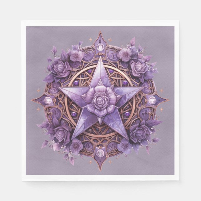 Serviette En Papier Mystic Pentacle - Purple Witchy Party Table Decor (Devant)