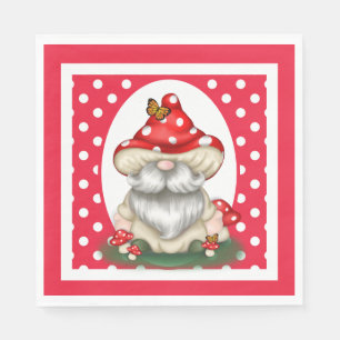 Serviette En Papier Nain de champignon à pois rouges