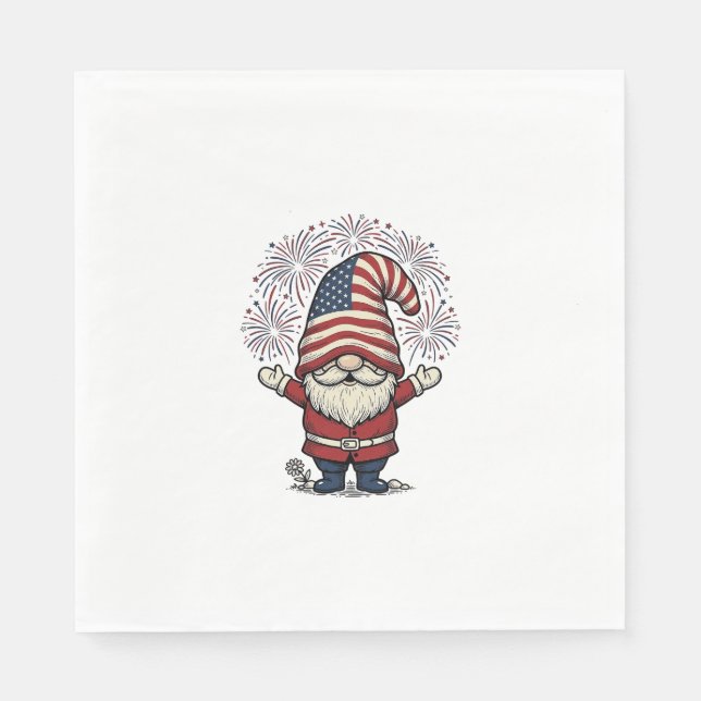 Serviette En Papier Nain Patriote Feux d'Artifice Conception Vectoriel (Devant)