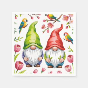 Serviette En Papier Nains de jardin avec perroquets tropicaux
