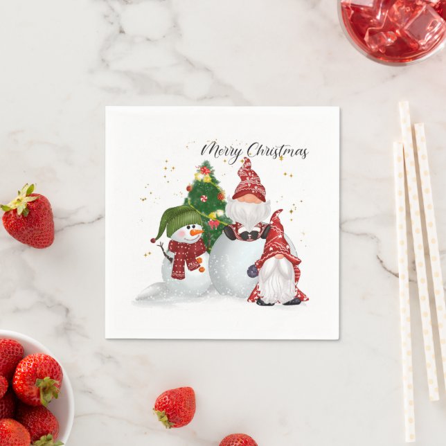 Serviette En Papier Nains de Noël Serviettes de Noël (En situation)