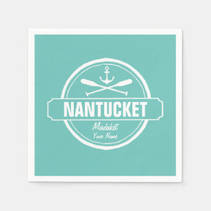 Serviette En Papier Nantucket, MA nom personnalisé, ancre nautique
