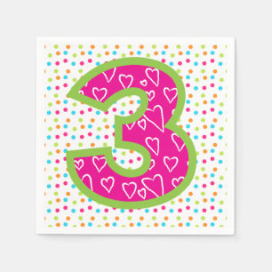 Serviette En Papier Napkin/3e anniversaire avec Pois