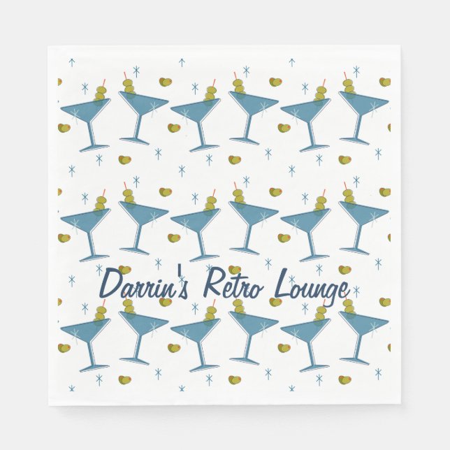 Serviette En Papier Napkin à la fête des martinis bleus et olives du m (Devant)