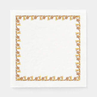 Serviette En Papier Napkin - Bordure des Feuilles de fer d'angle doré