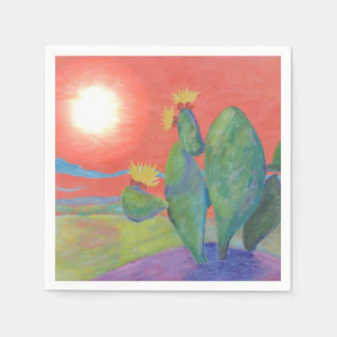 Serviette En Papier Napkin Cactus coucher de soleil