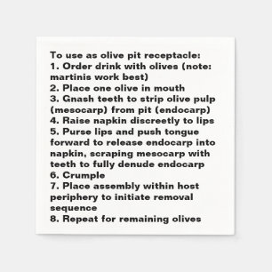 Serviette En Papier Napkin de cocktail Olive Pit